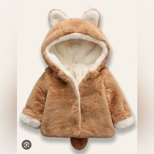 NWT adorable unisex fox plush coat 3-9 months